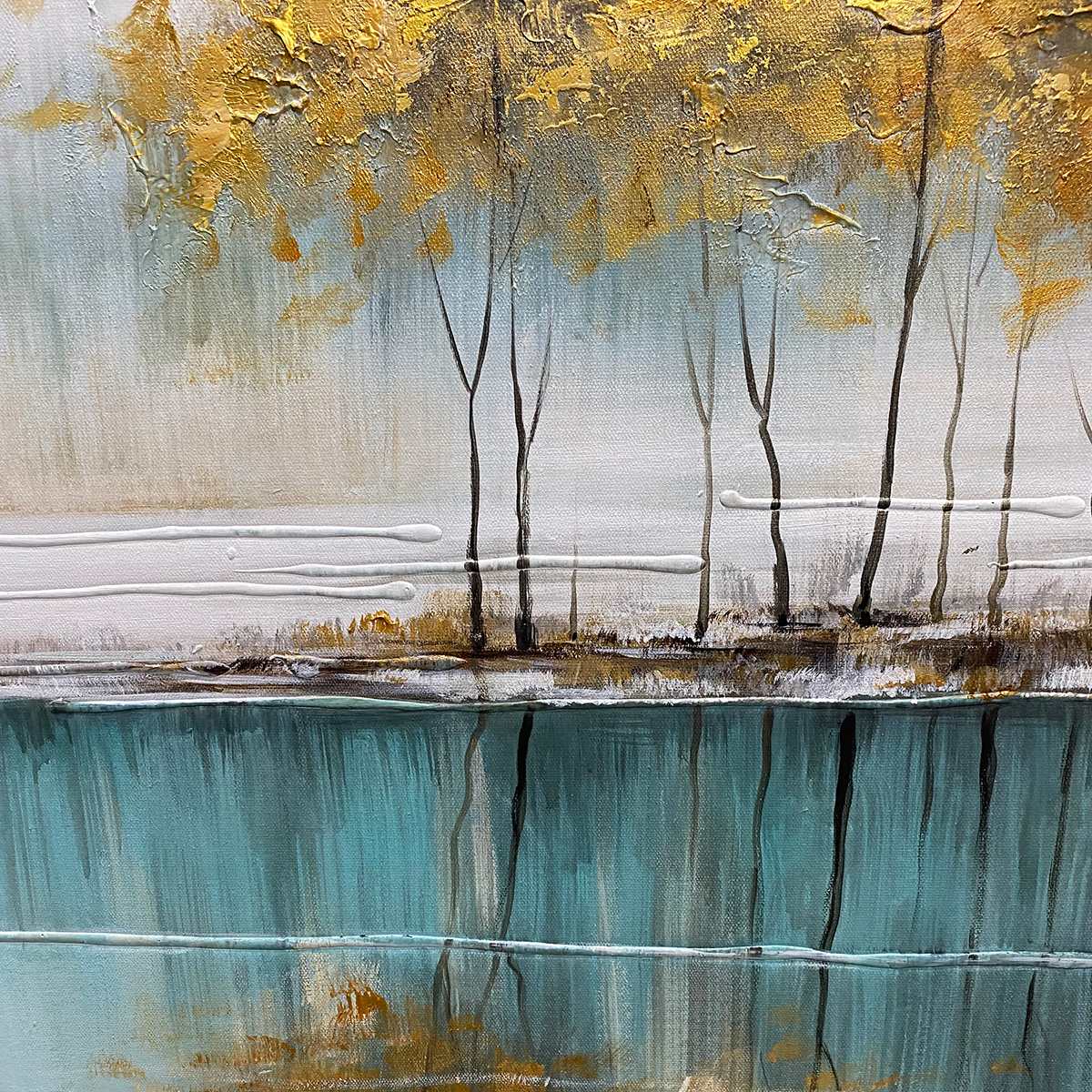 GOLDEN REFLECTIONS: Serene Landscape Oil Painting - Image 5