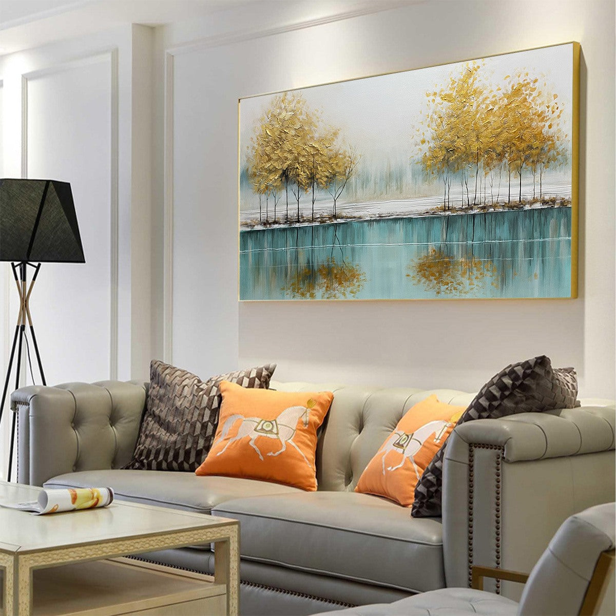 GOLDEN REFLECTIONS: Serene Landscape Oil Painting - Image 4
