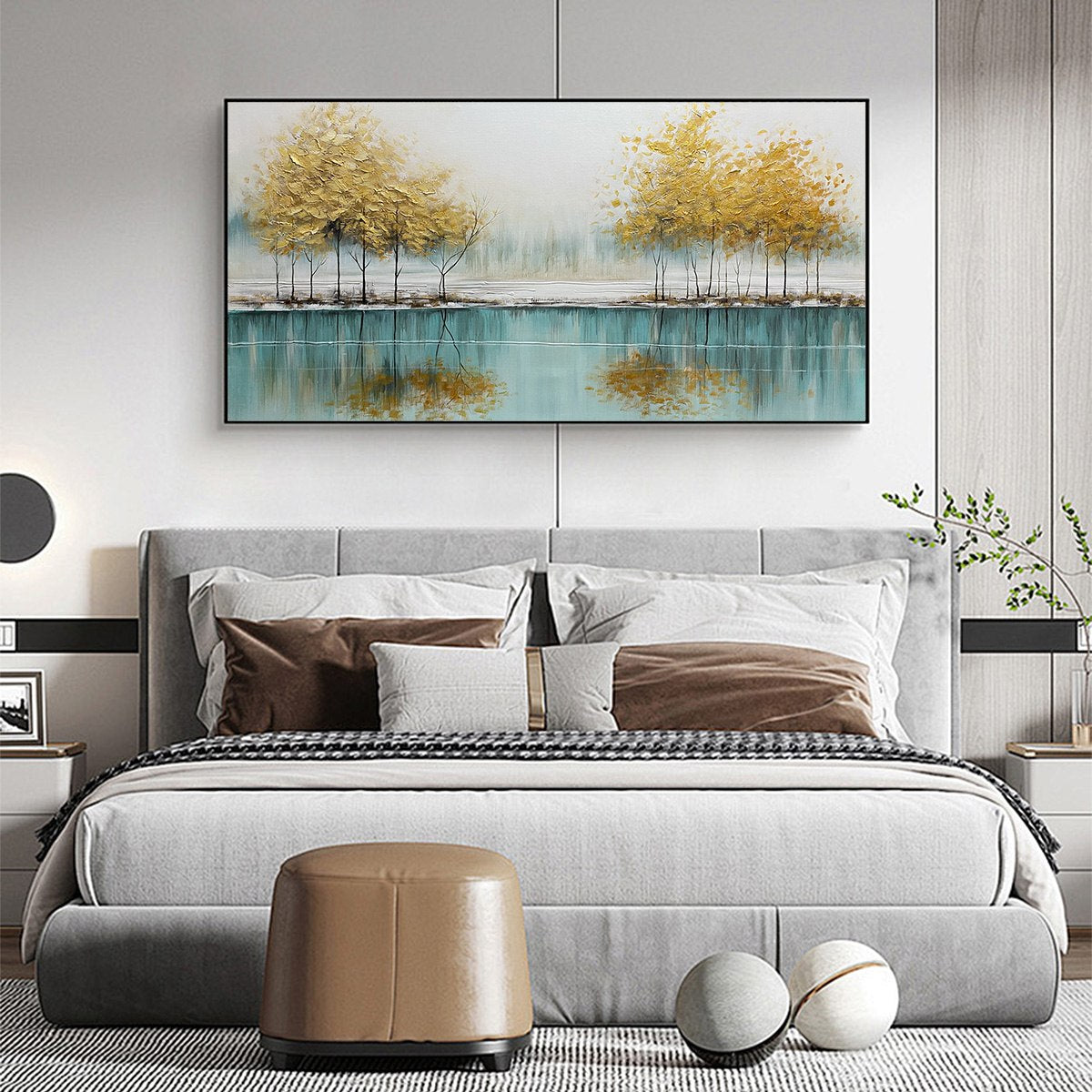 GOLDEN REFLECTIONS: Serene Landscape Oil Painting - Image 6