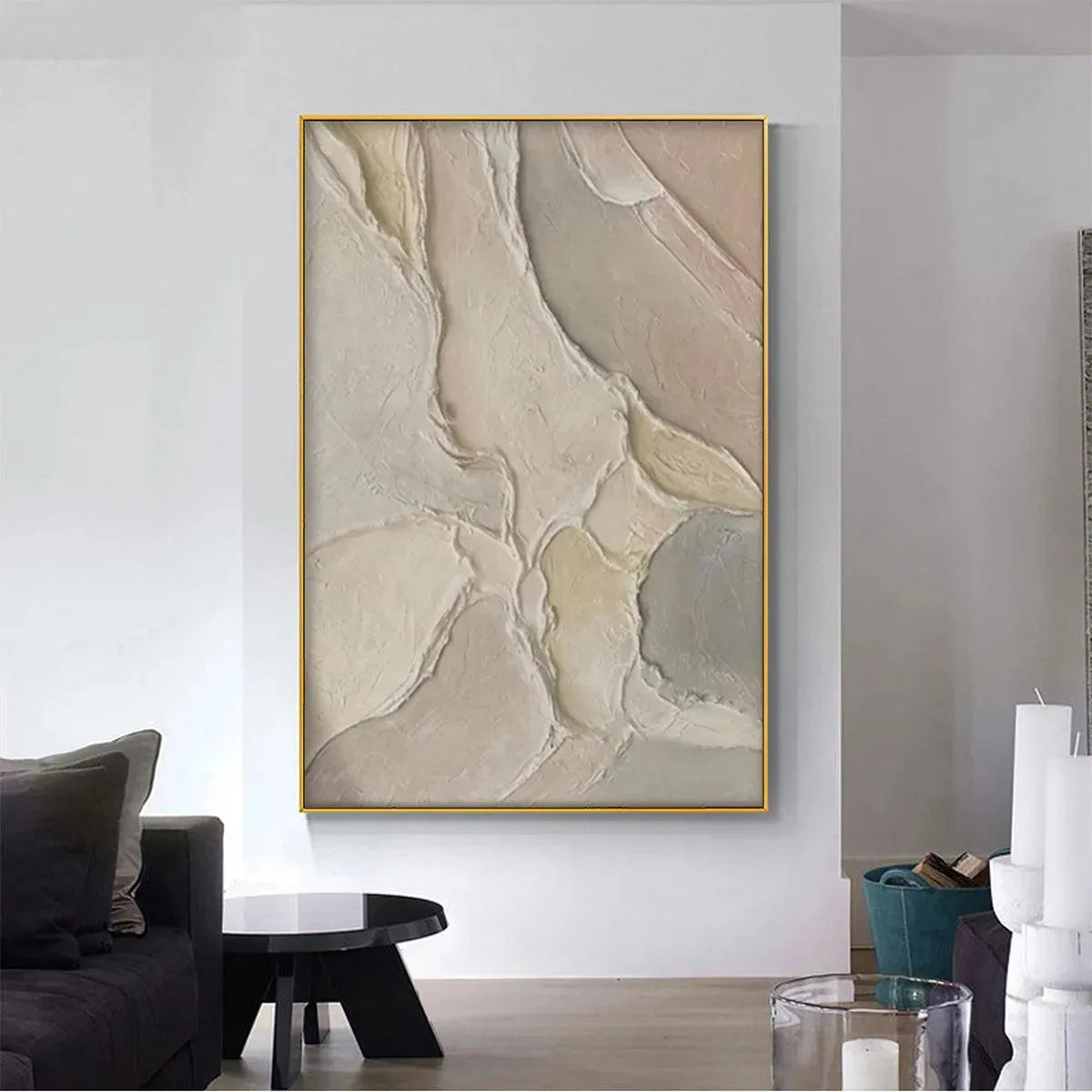 SERENE TEXTURES: Textured Abstract Painting, Neutral Beige Wall Art, Vertical Canvas, Minimalist Decor - Image 2