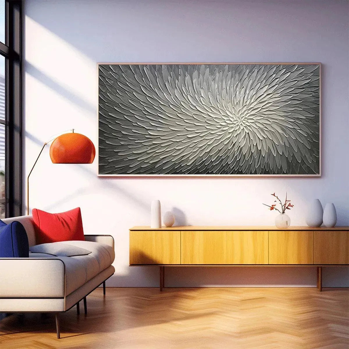 SILVER SWIRL: Textured Abstract Painting in Grey and White - Image 2