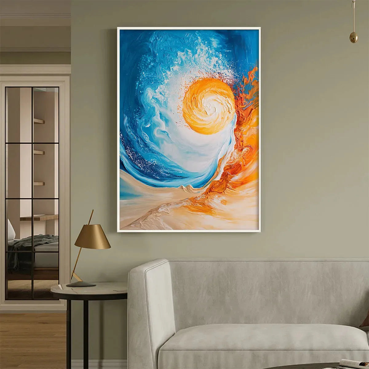 SOLAR FLARE: Abstract Ocean Sunrise Impasto Oil Painting - Image 5