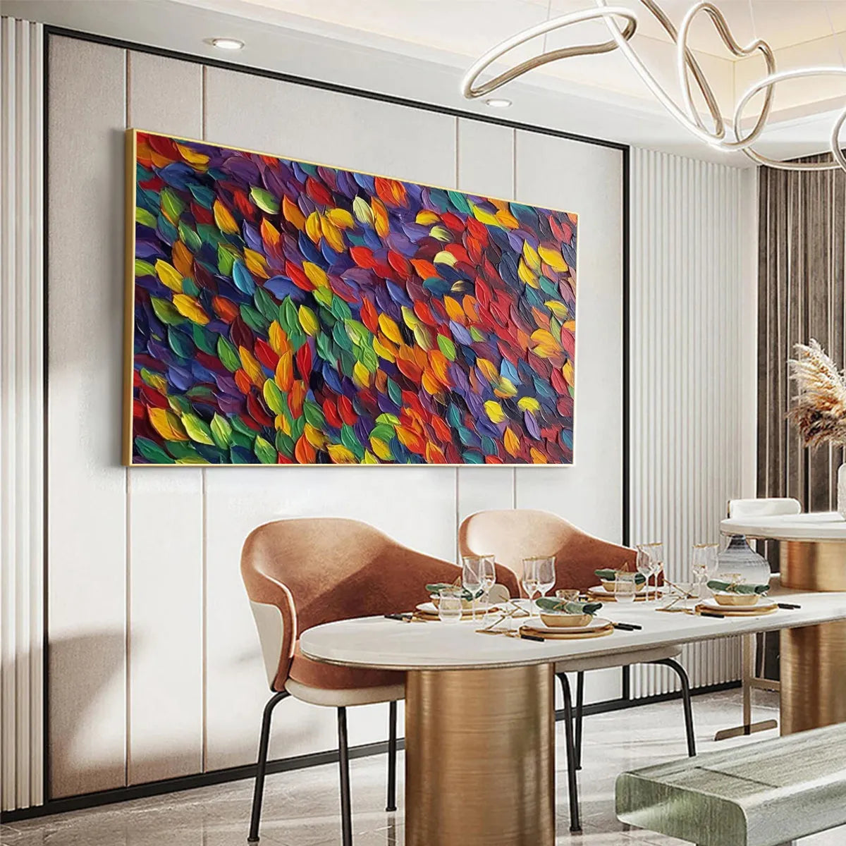 SPECTRUM RAIN: Colorful Abstract Impasto Oil Painting on Canvas - Image 3