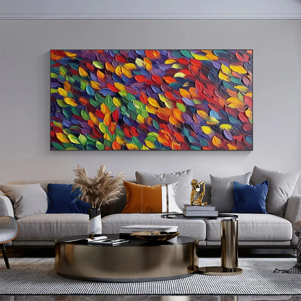 SPECTRUM RAIN: Colorful Abstract Impasto Oil Painting on Canvas - Image 4