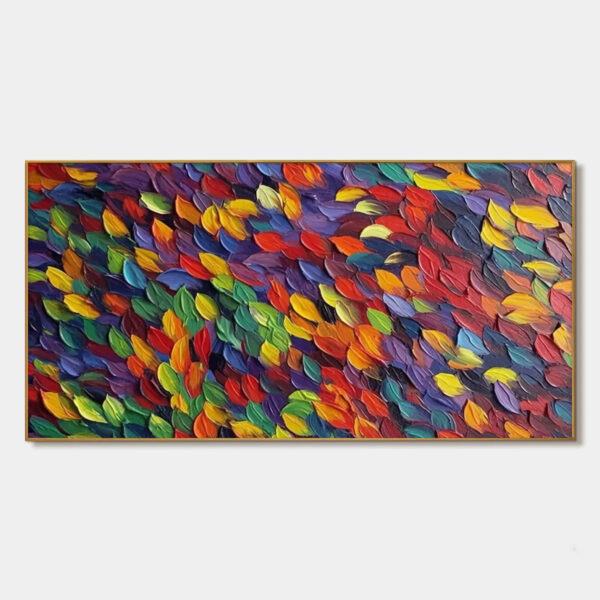 SPECTRUM RAIN: Colorful Abstract Impasto Oil Painting on Canvas