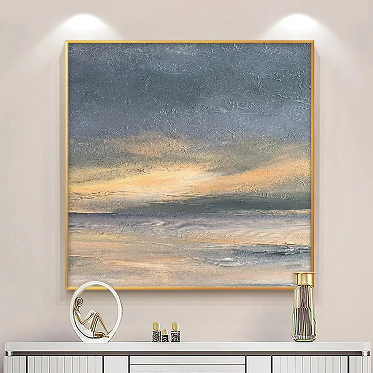 STORMY SEASCAPE: Textured Seascape Painting, Square Wall Art - Image 6