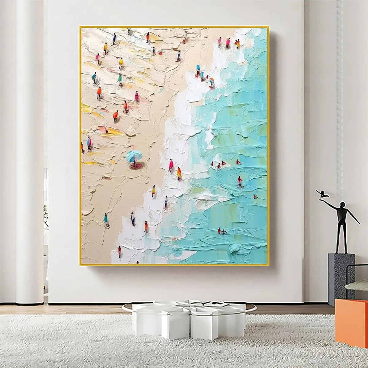 SUMMER HOLIDAY: Colorful Impasto Beach Scene Oil Painting - Image 4