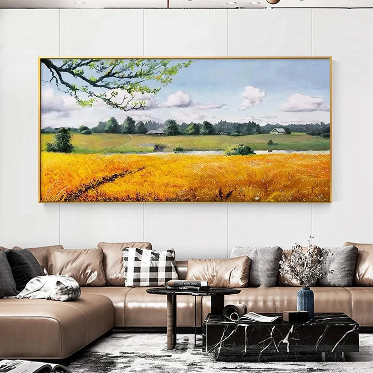 GOLDEN HARVEST: Tranquil Landscape Painting of a Golden Field - Image 8