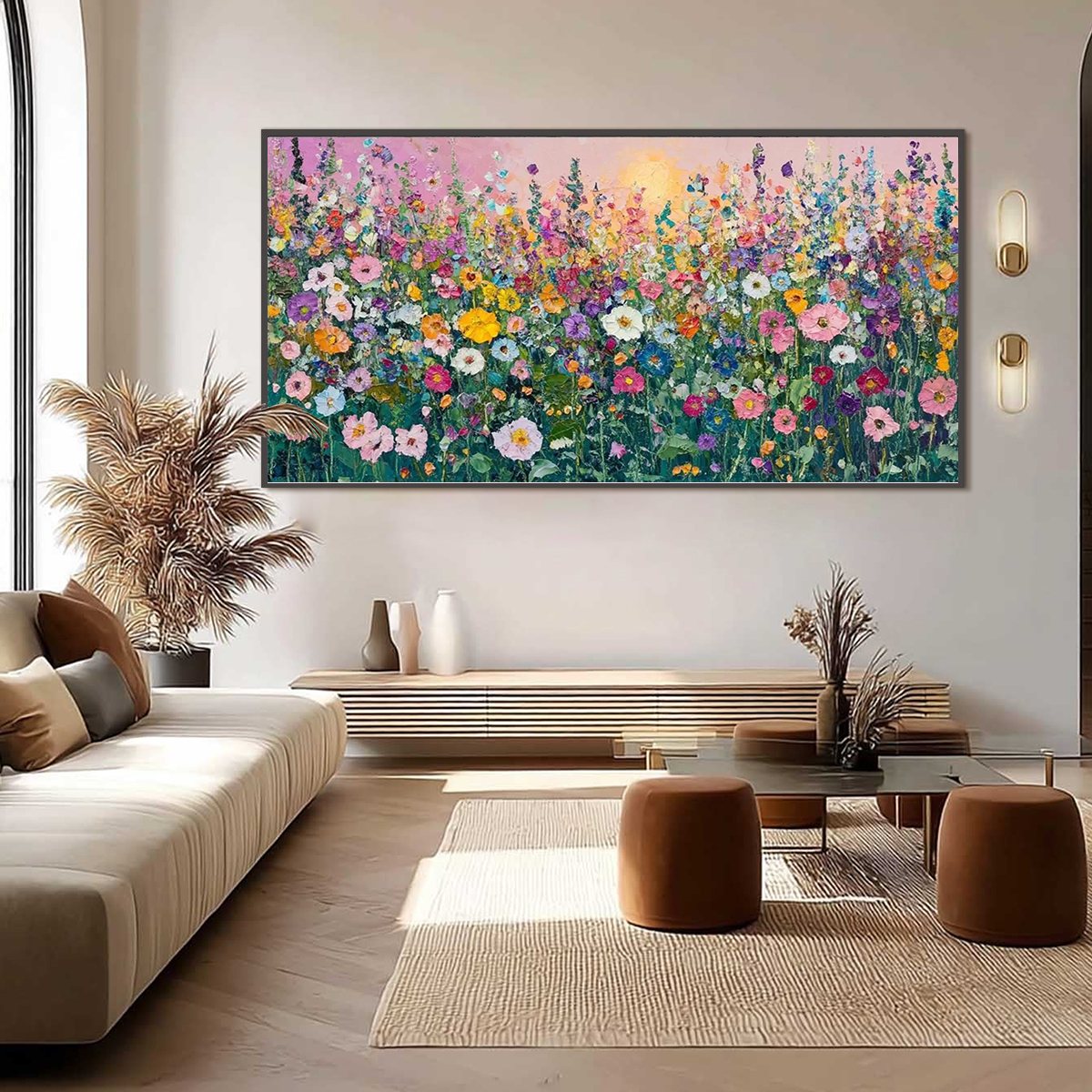 SUNLIT WILDFLOWER: Impasto Colorful Floral Field Painting - Image 3