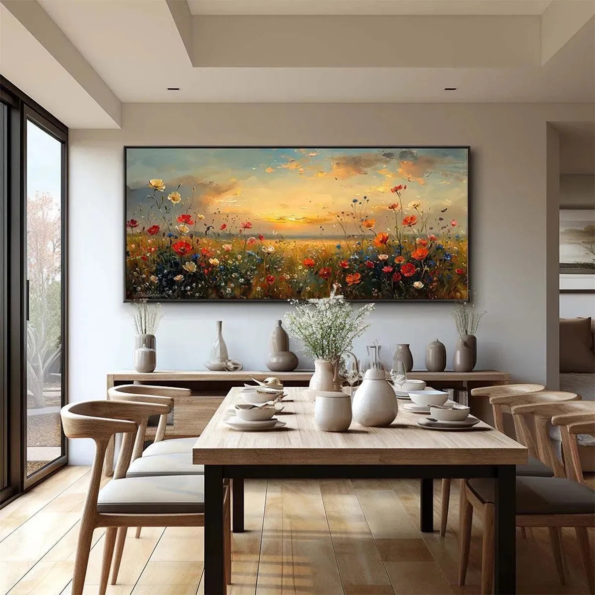SUNSET FIELD: Colorful Wildflower Field Landscape Painting - Image 11
