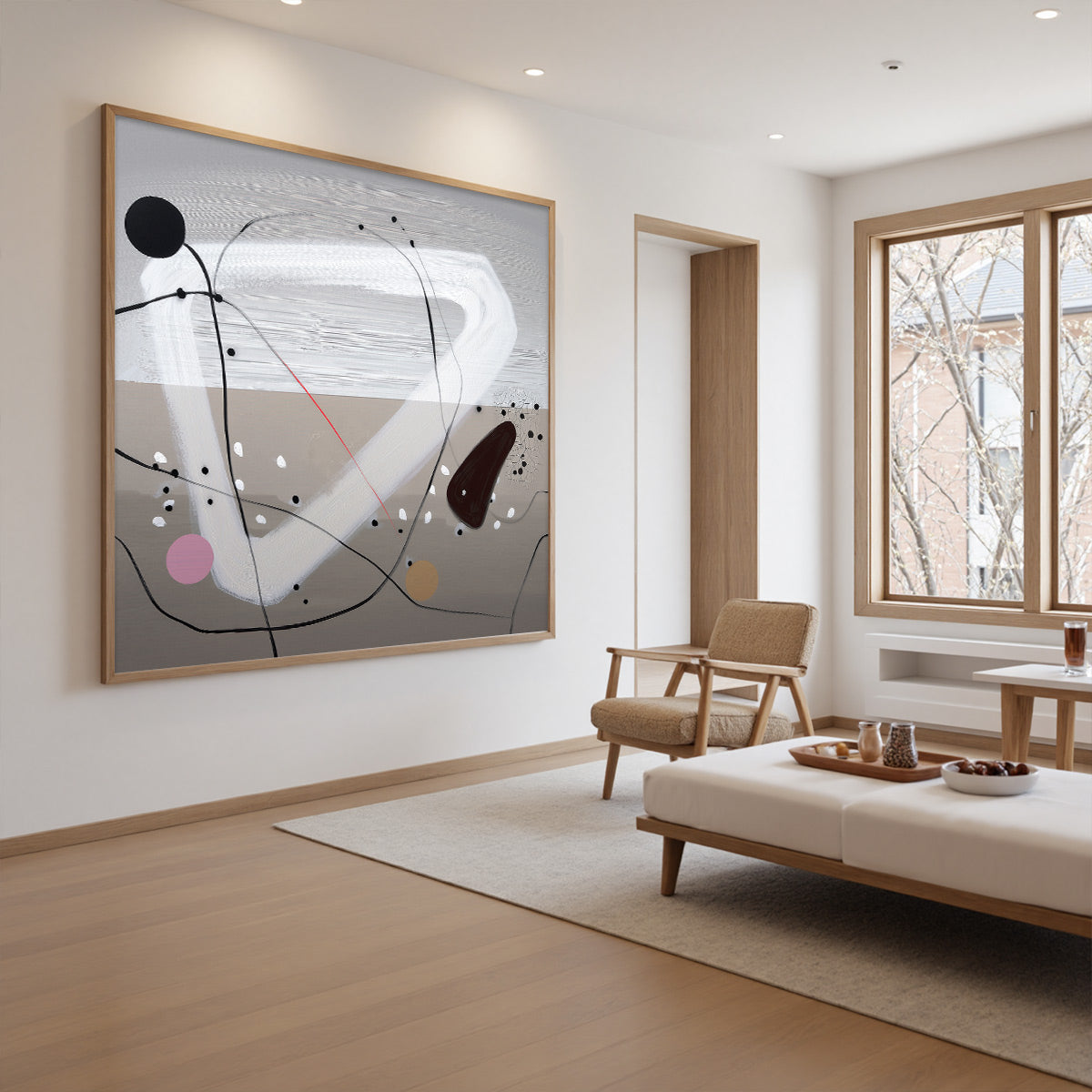 TAUPE TRIPTYCH: Minimalist Abstract Oil Painting - Image 3