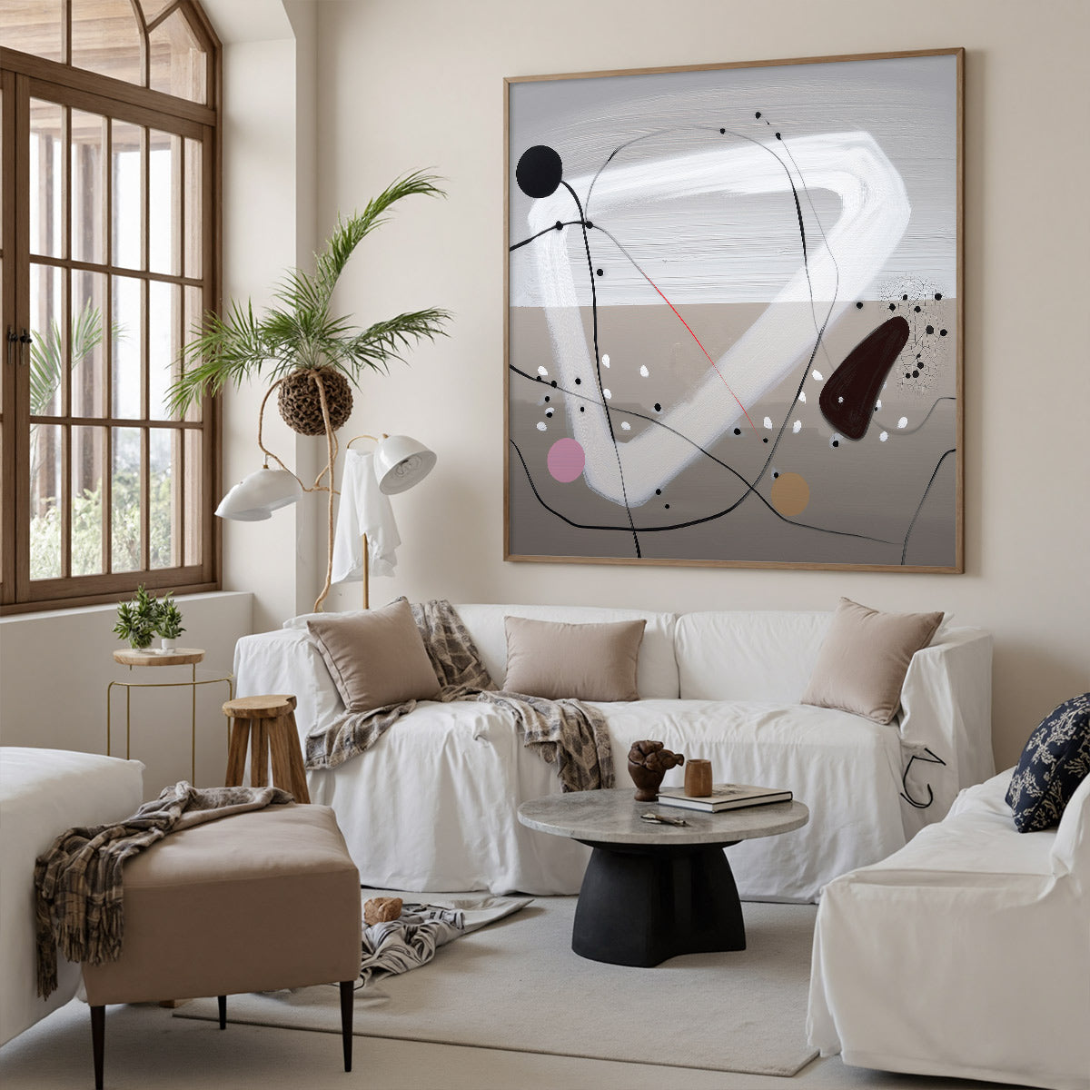 TAUPE TRIPTYCH: Minimalist Abstract Oil Painting - Image 4