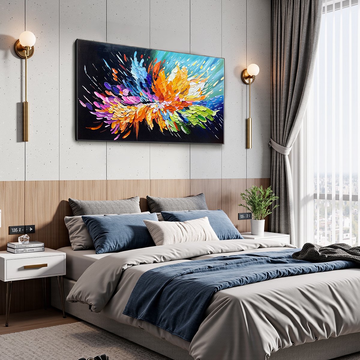 COSMIC BURST: Textured Impasto Abstract Oil Painting - Image 6