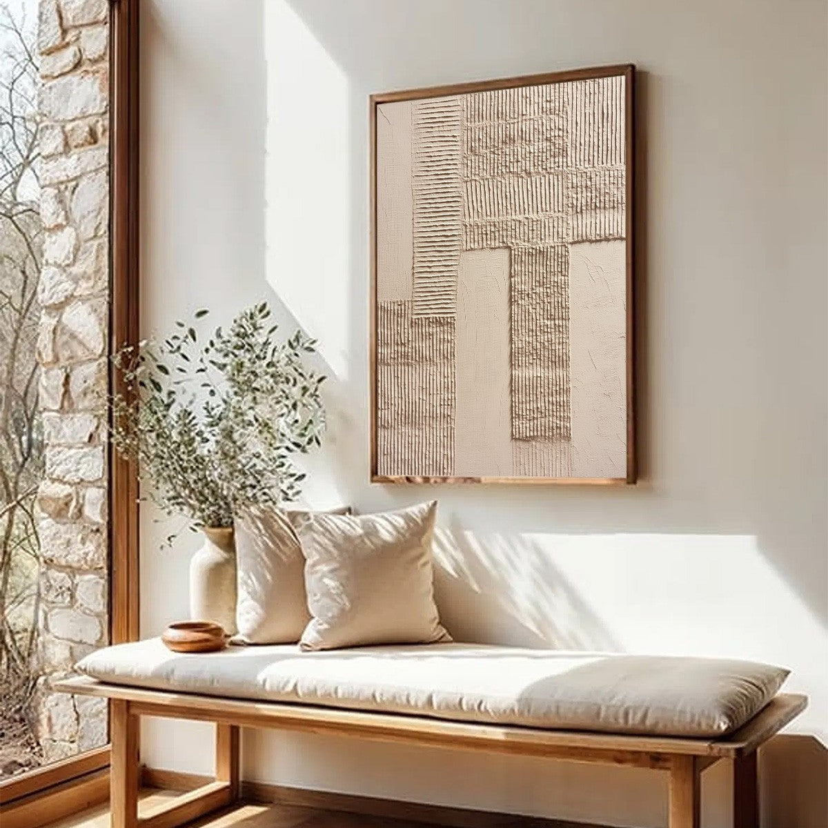 TERRA ALBA: Textured Wabi Sabi Minimalist Abstract Painting - Image 8