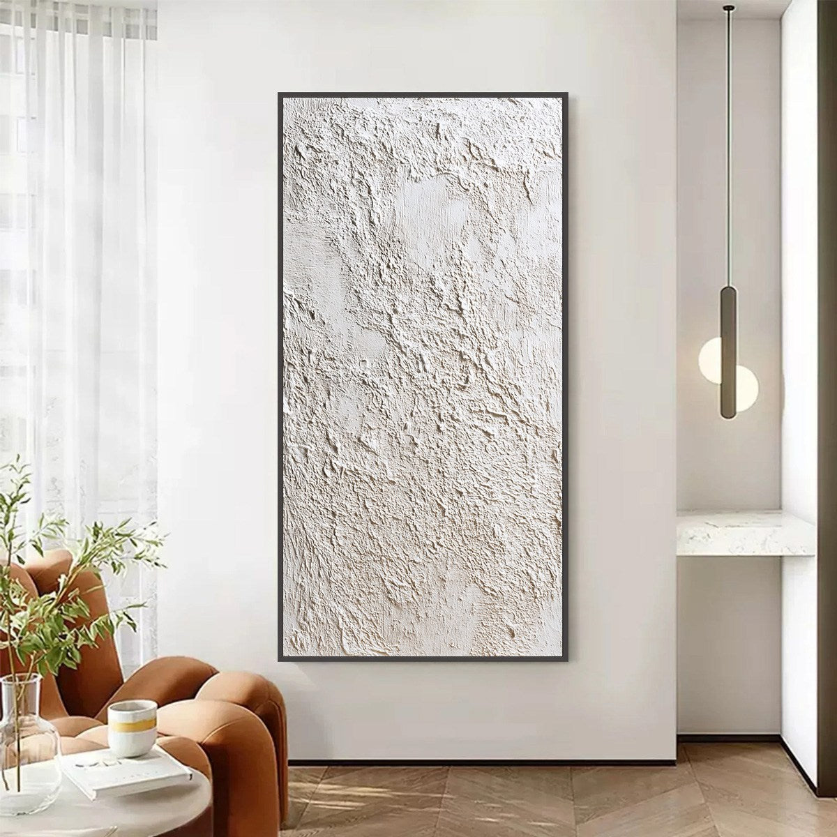 TERRA ALBA: Textured White Wabi Sabi Minimalist Painting - Image 2