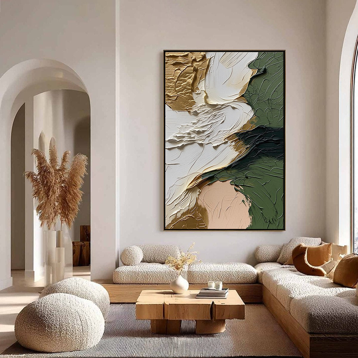 TERRA AUREA: Textured Abstract Impasto Painting in Green and Gold - Image 4