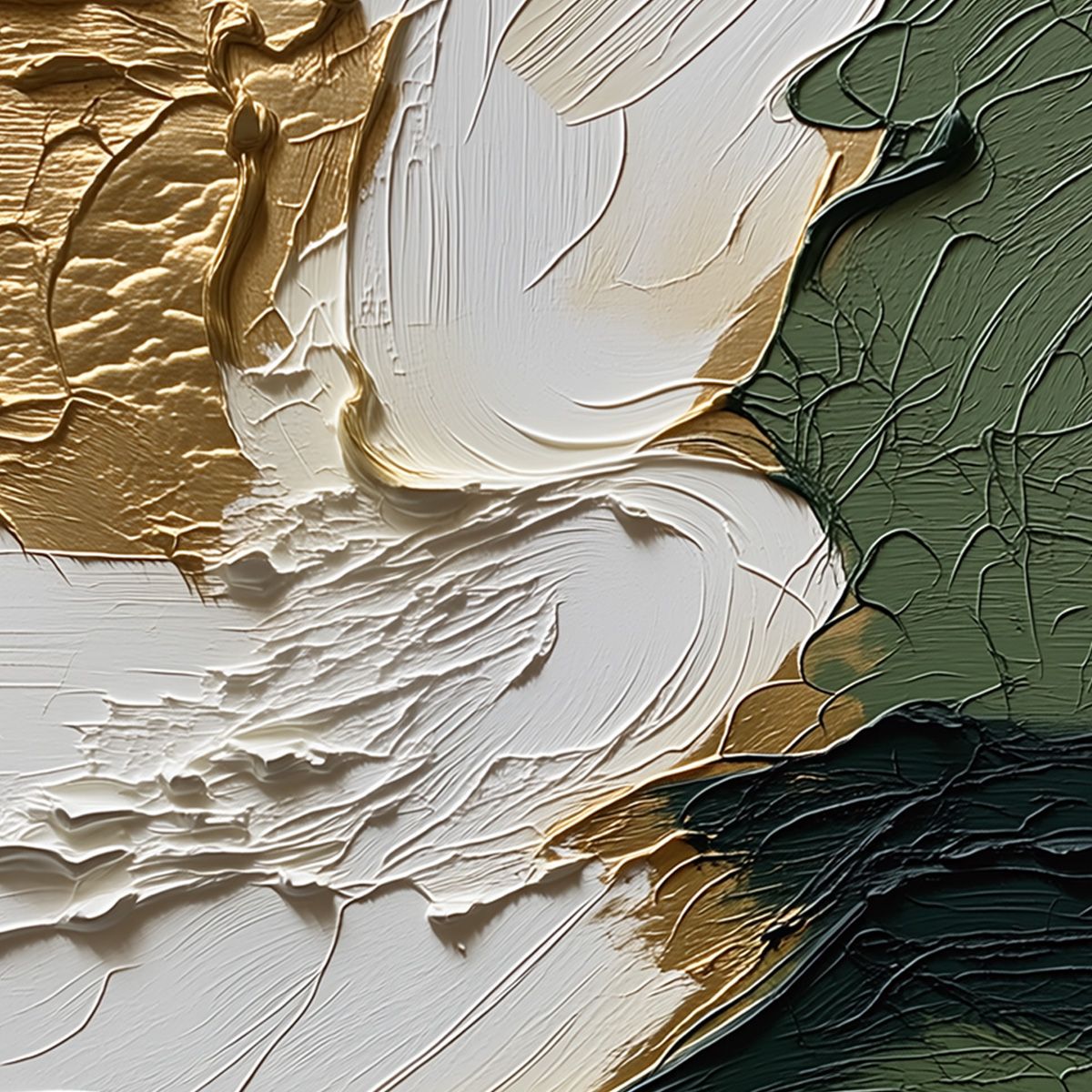 TERRA AUREA: Textured Abstract Impasto Painting in Green and Gold - Image 3