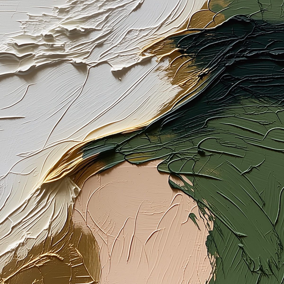 TERRA AUREA: Textured Abstract Impasto Painting in Green and Gold - Image 5
