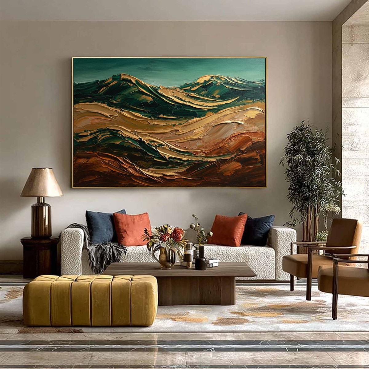 TERRA DORATA: Textured Abstract Mountain Landscape Painting - Image 6