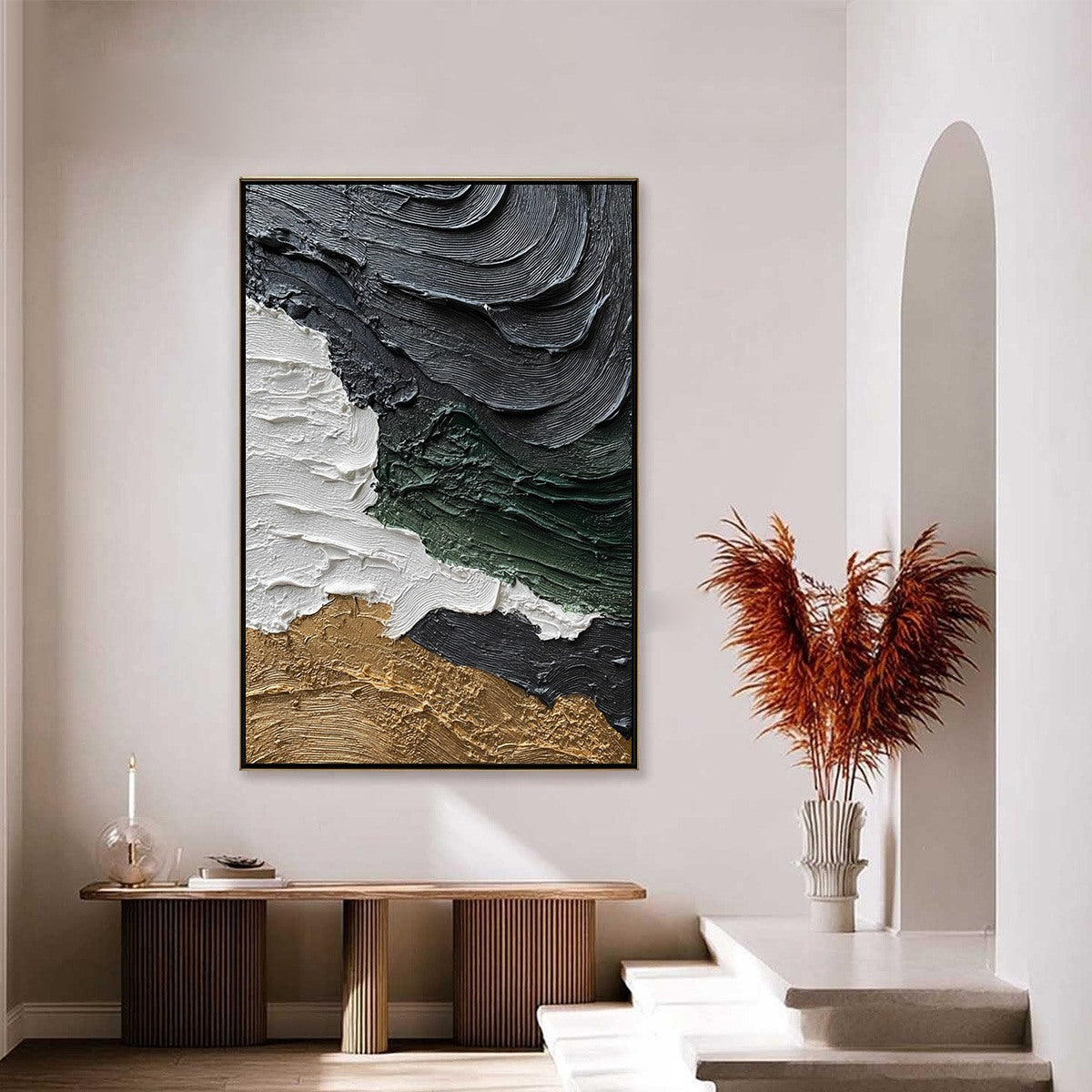 TERRA FIRMA: Heavily Textured Wabi Sabi Abstract Landscape Painting - Image 2