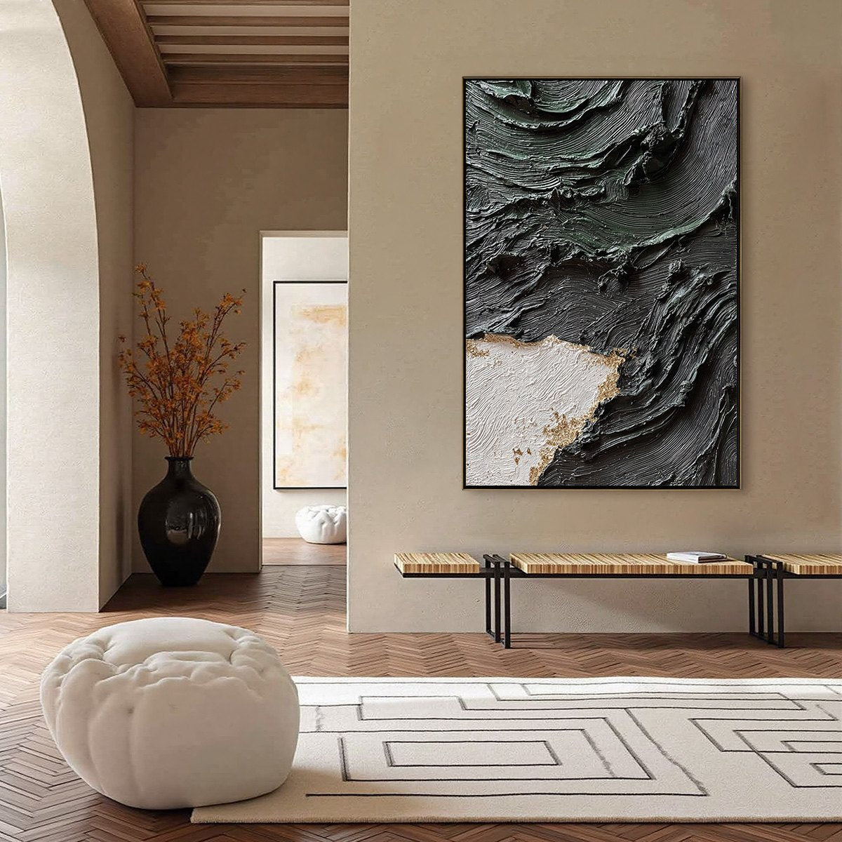 TERRA FIRMA: Heavy Texture Wabi Sabi Abstract Painting with Gold Leaf - Image 4