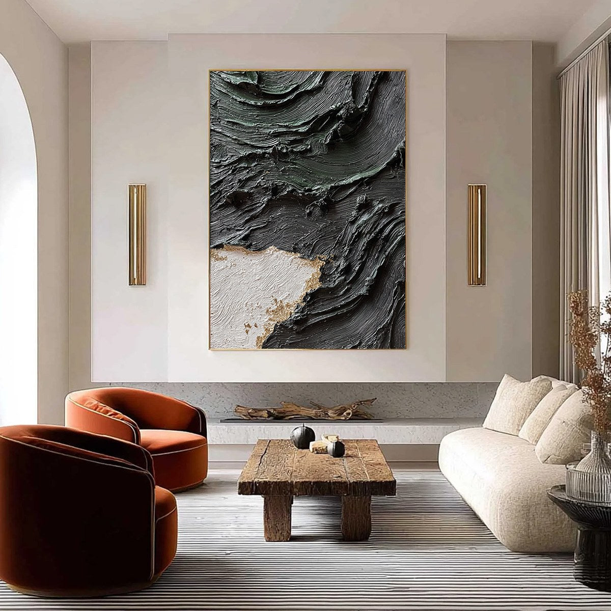 TERRA FIRMA: Heavy Texture Wabi Sabi Abstract Painting with Gold Leaf - Image 2