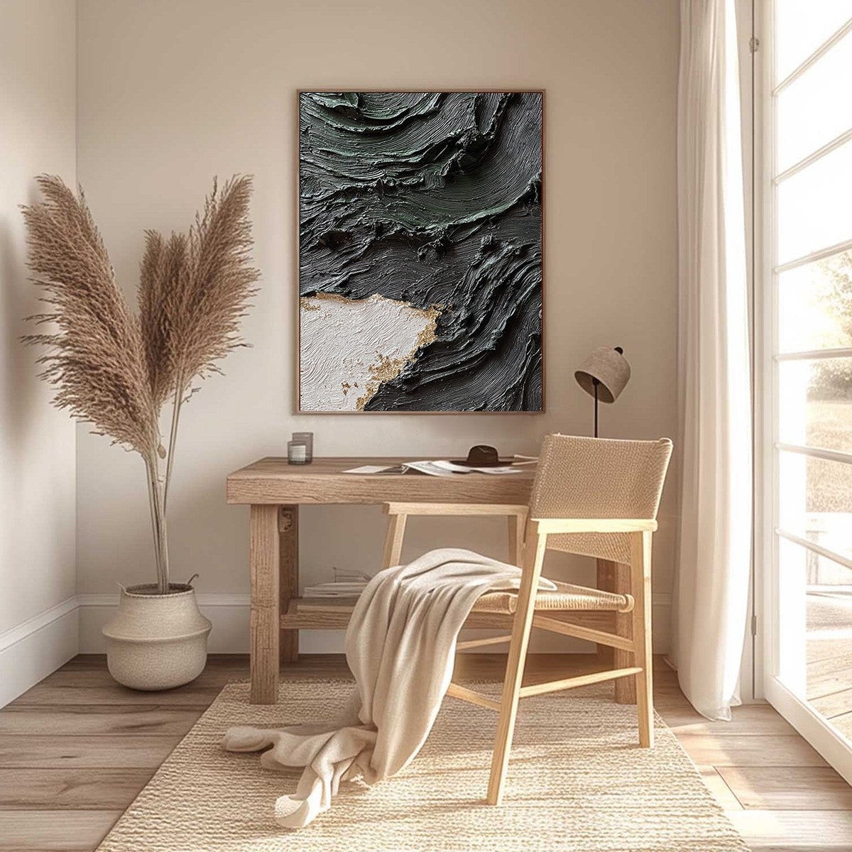 TERRA FIRMA: Heavy Texture Wabi Sabi Abstract Painting with Gold Leaf - Image 6