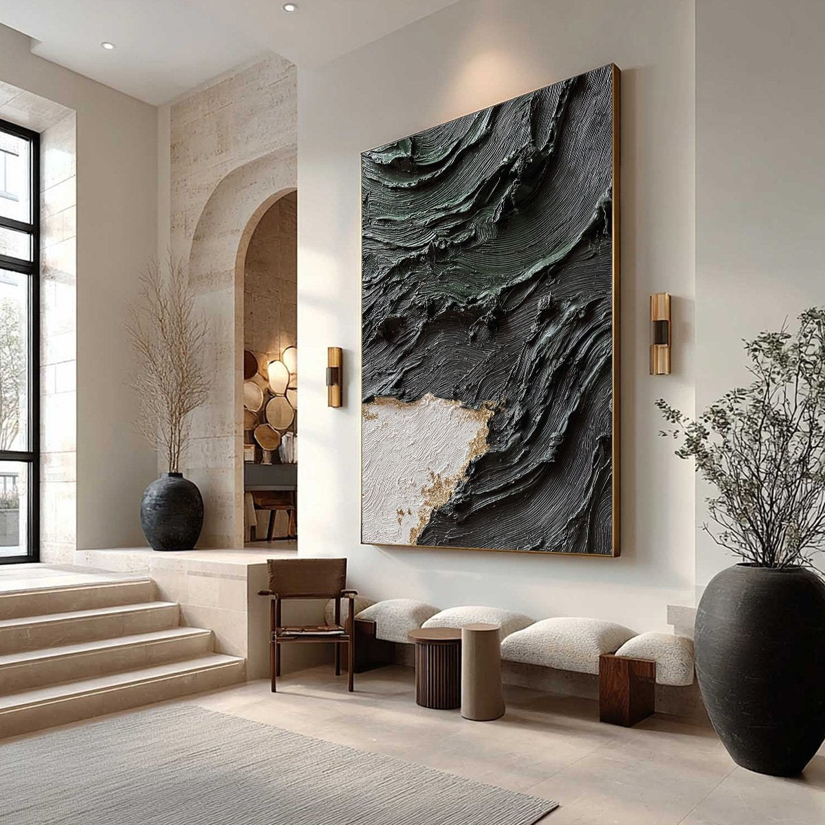 TERRA FIRMA: Heavy Texture Wabi Sabi Abstract Painting with Gold Leaf - Image 7