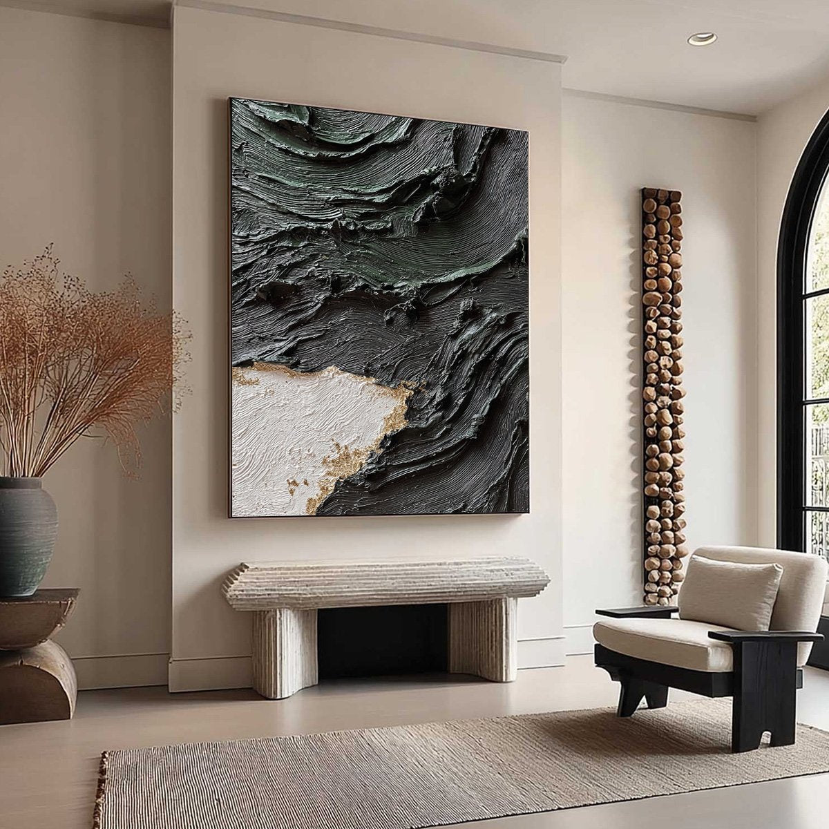 TERRA FIRMA: Heavy Texture Wabi Sabi Abstract Painting with Gold Leaf - Image 8