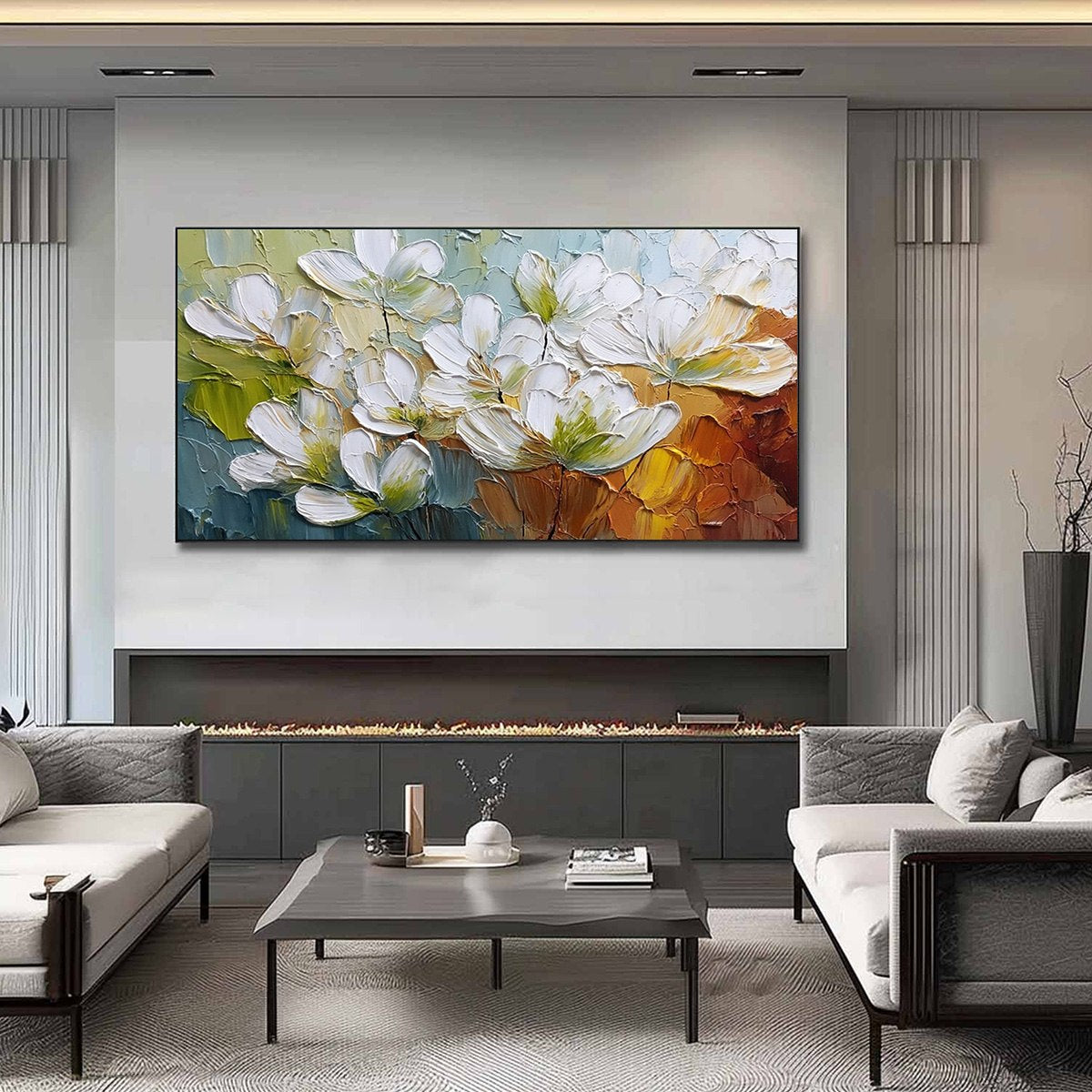 TERRA FLORA: Textured Palette Knife Floral Impasto Oil Painting - Image 2