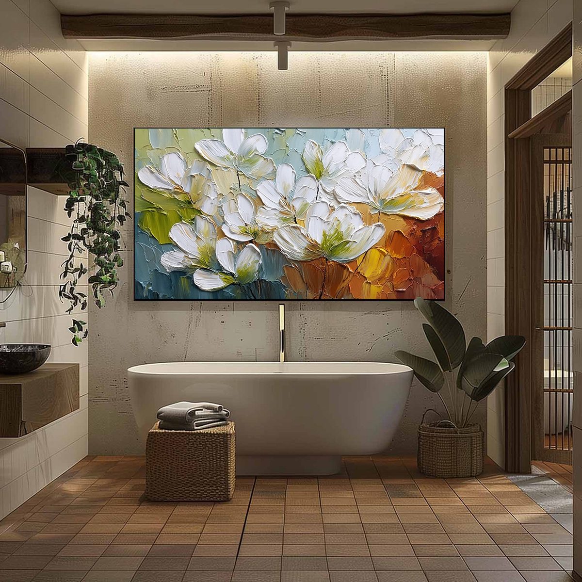 TERRA FLORA: Textured Palette Knife Floral Impasto Oil Painting - Image 6