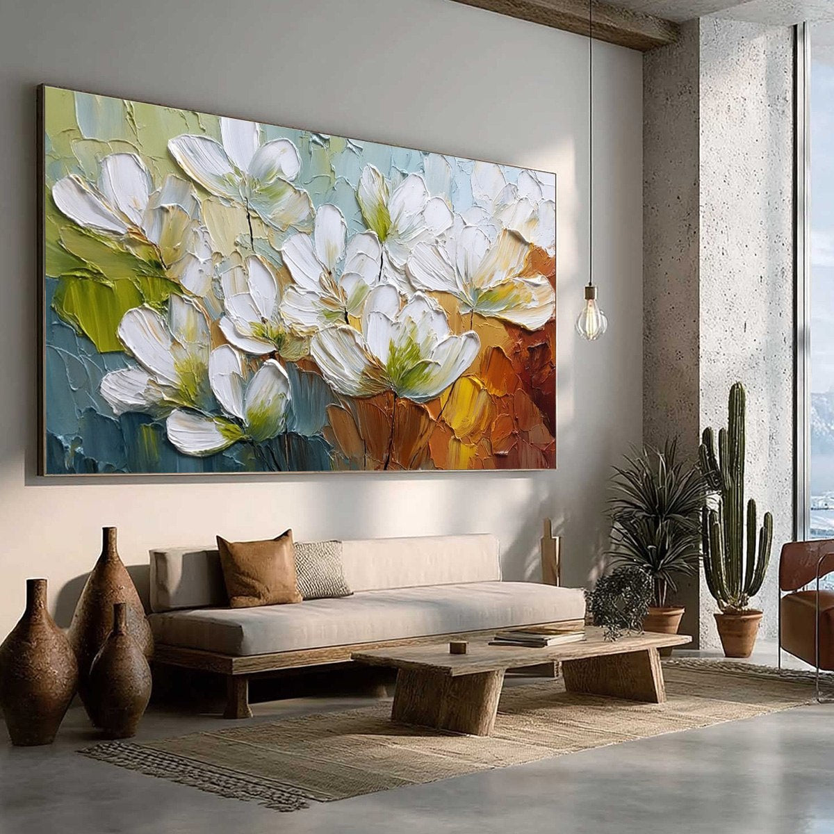 TERRA FLORA: Textured Palette Knife Floral Impasto Oil Painting - Image 8