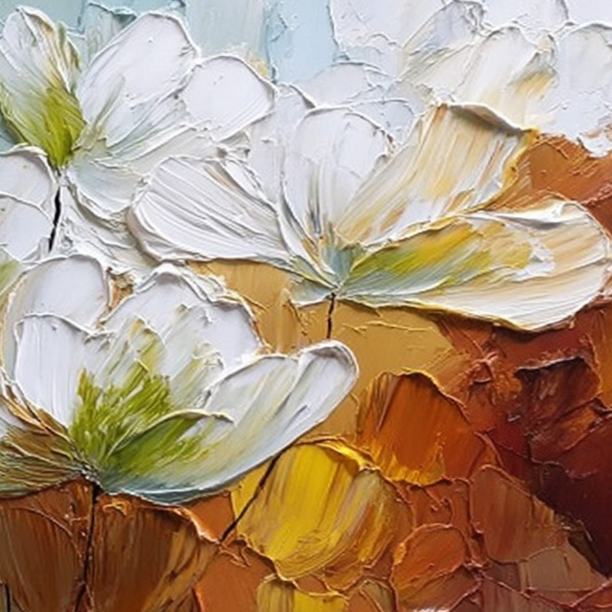 TERRA FLORA: Textured Palette Knife Floral Impasto Oil Painting - Image 5