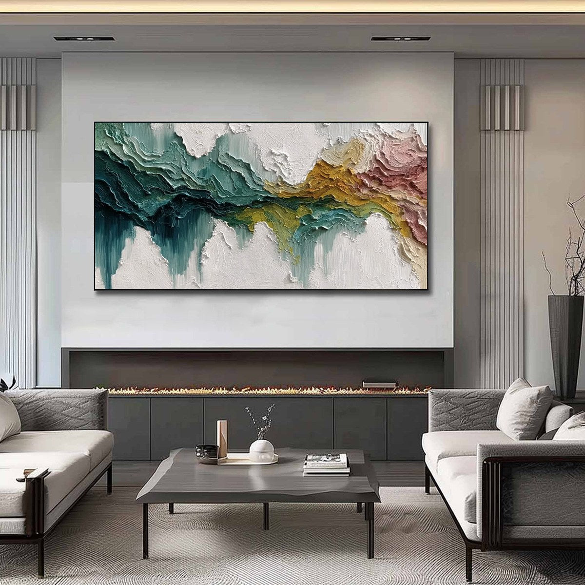 TERRA FLOW: Textured Abstract Landscape Impasto Oil Painting - Image 2