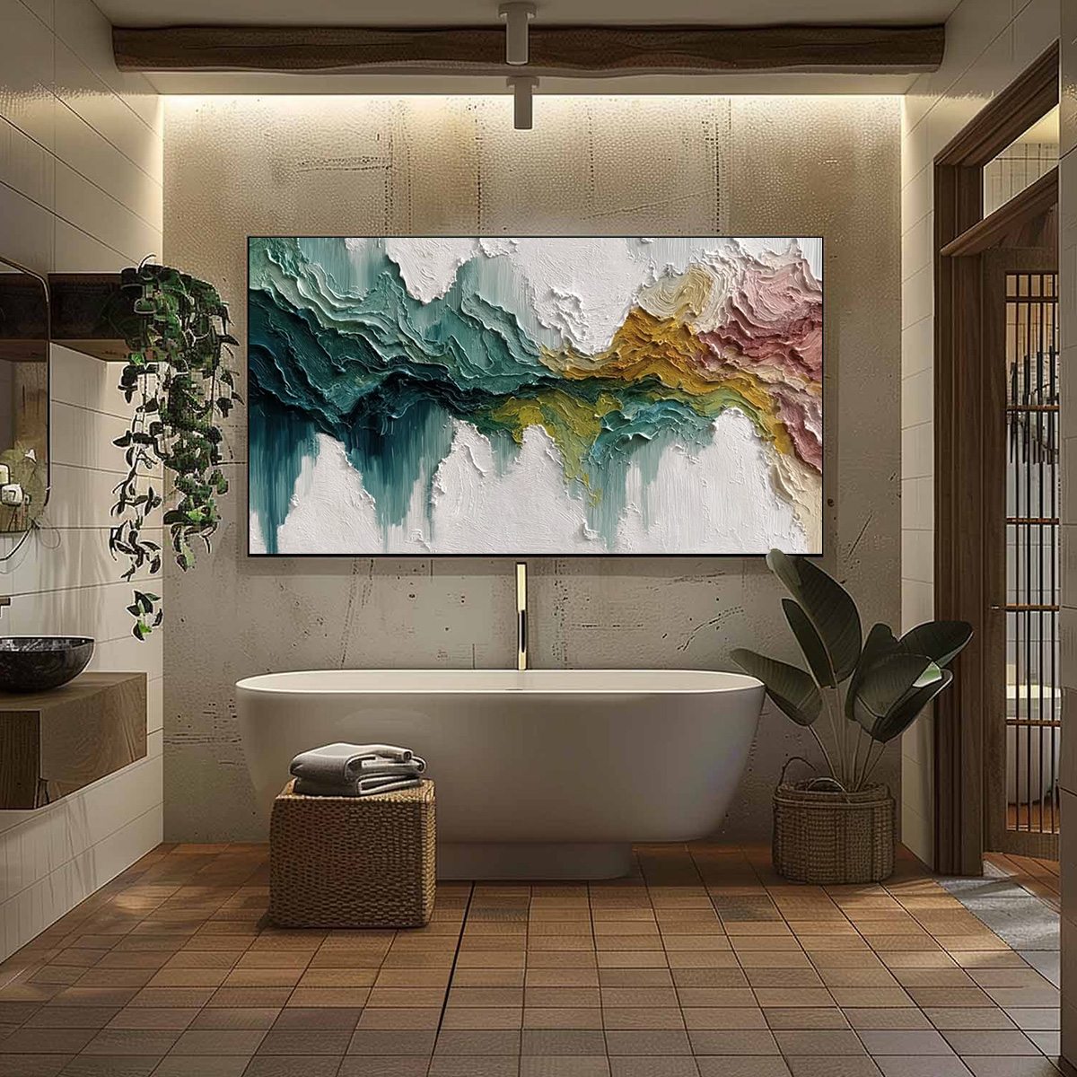 TERRA FLOW: Textured Abstract Landscape Impasto Oil Painting - Image 6