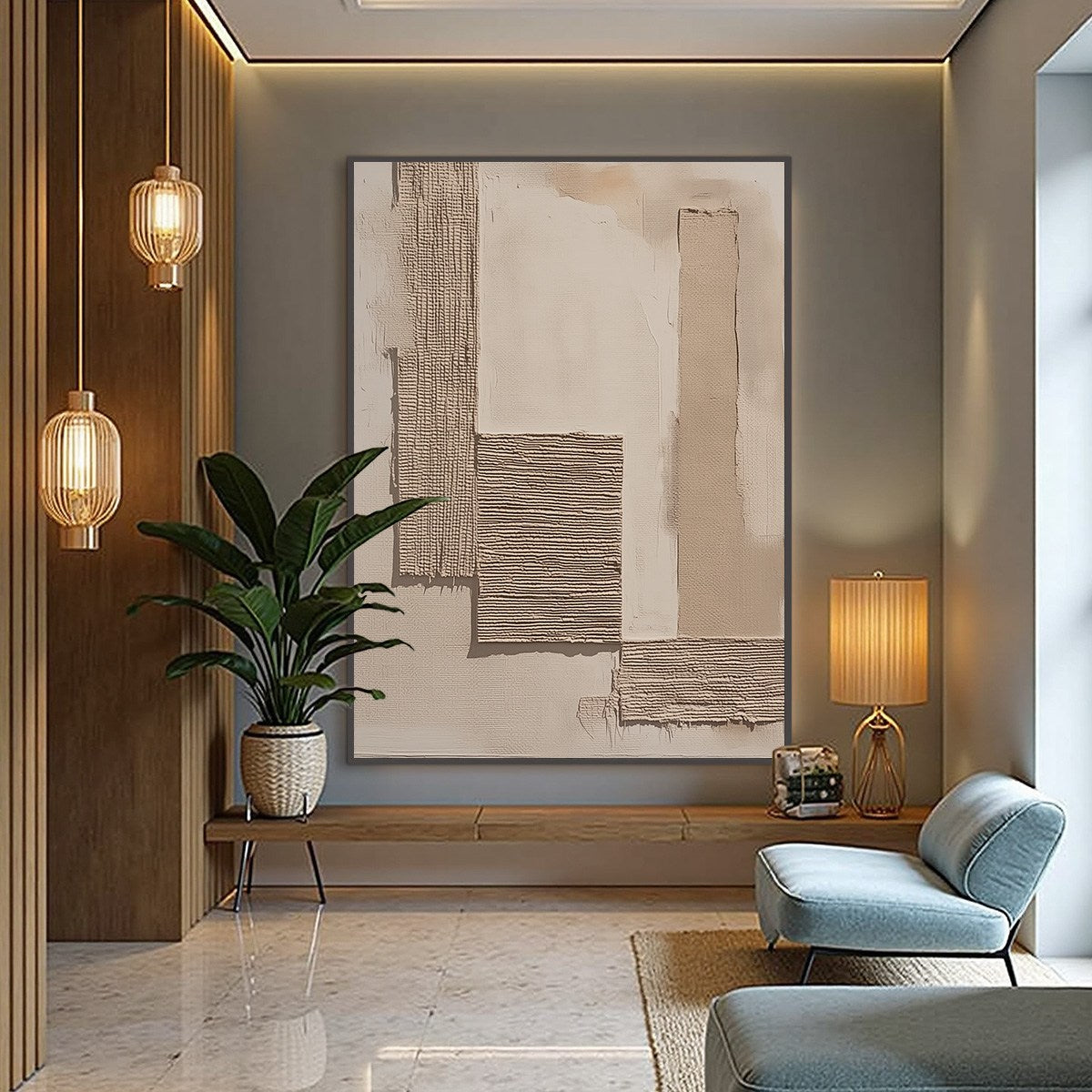 TERRA FORMA: Minimalist Textured Beige and White Abstract Painting - Image 4