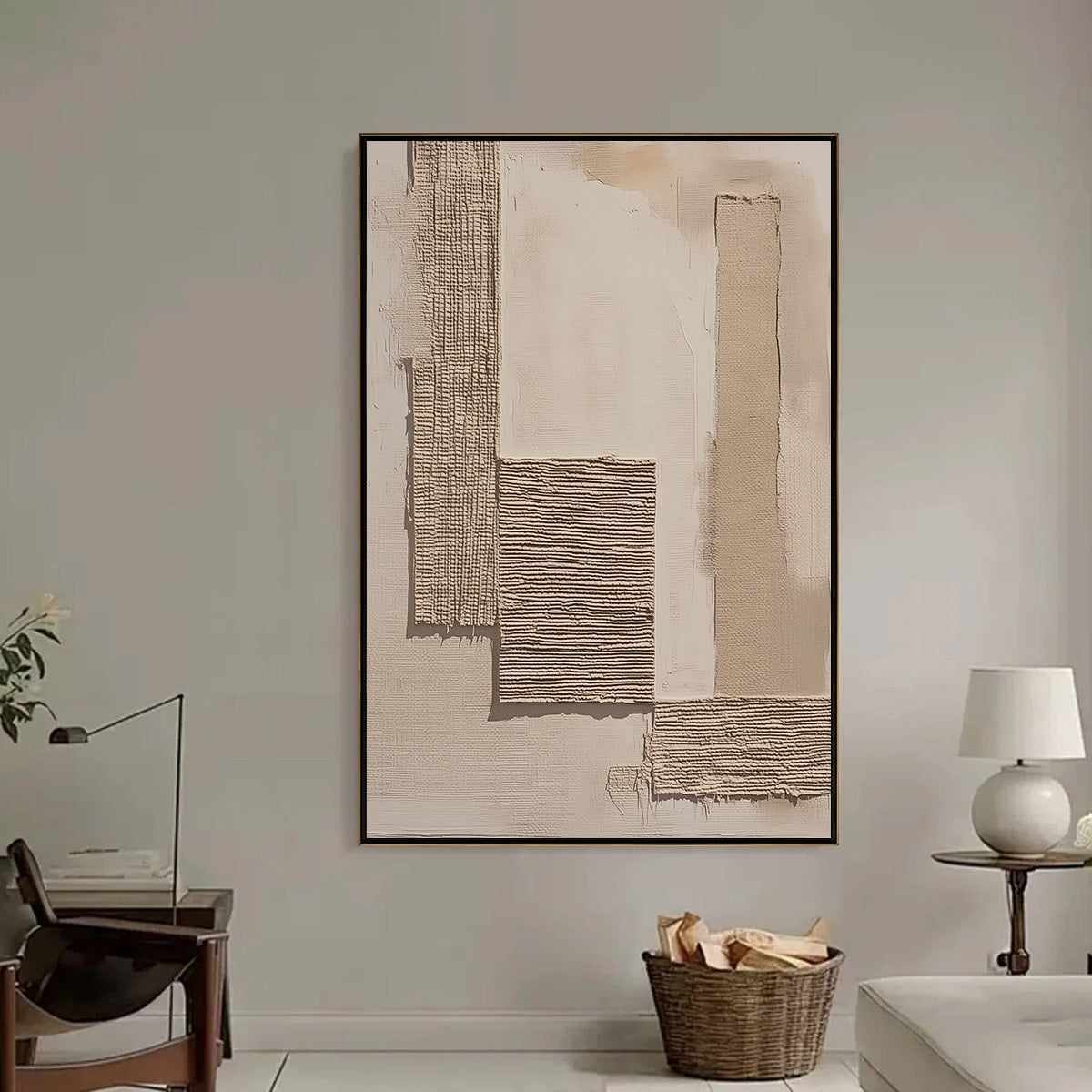 TERRA FORMA: Minimalist Textured Beige and White Abstract Painting - Image 6