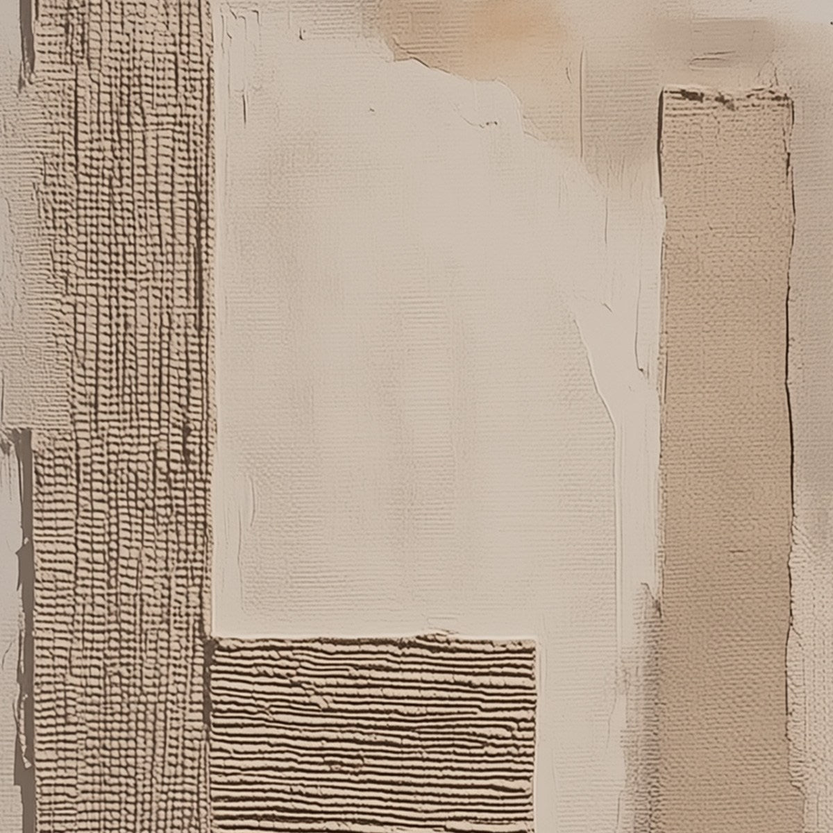 TERRA FORMA: Minimalist Textured Beige and White Abstract Painting - Image 3