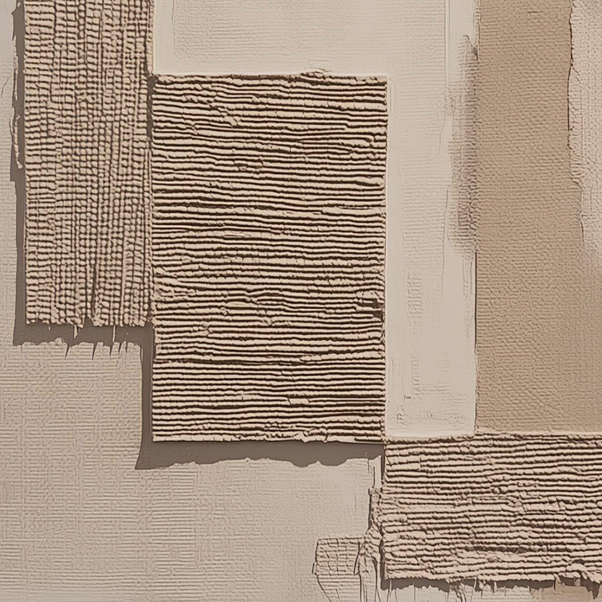TERRA FORMA: Minimalist Textured Beige and White Abstract Painting - Image 5