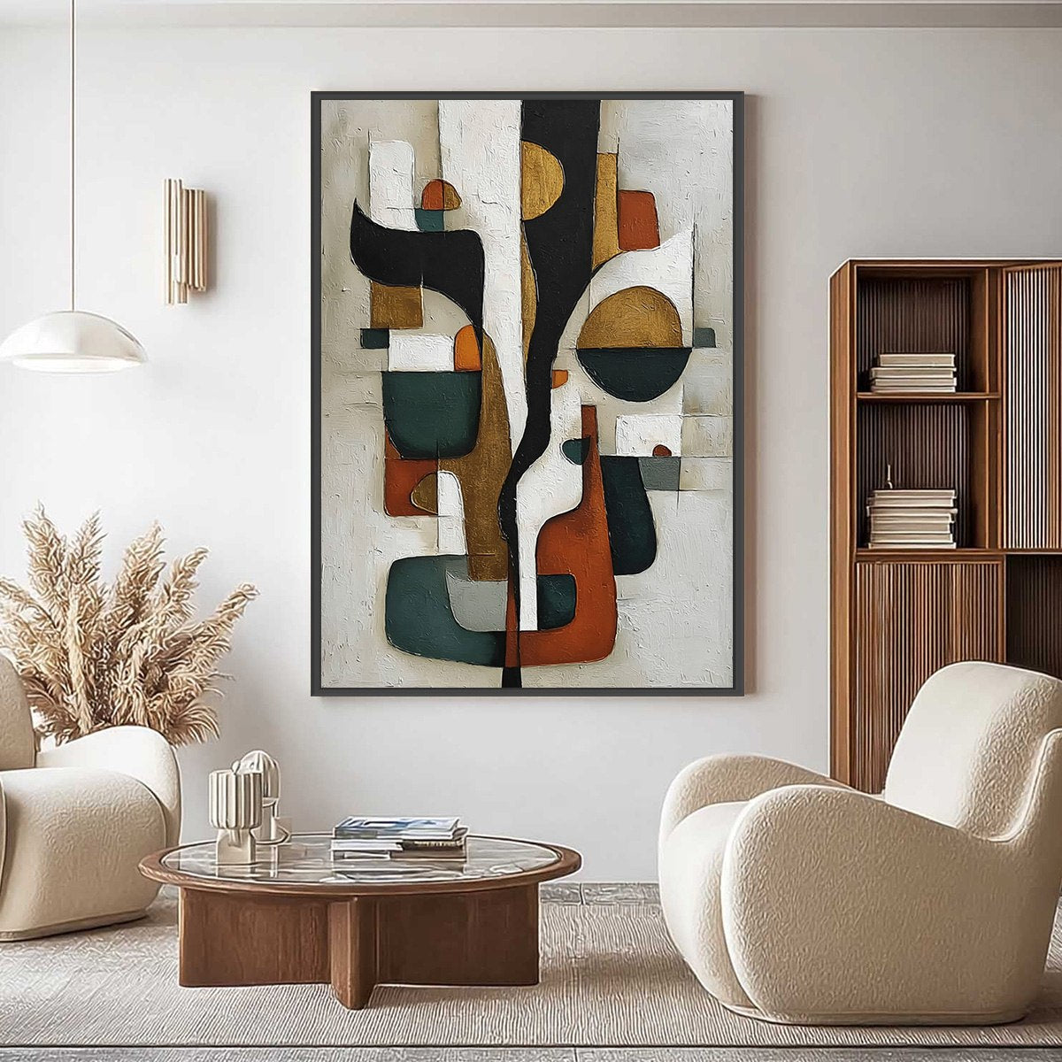 TERRA FORMA: Textured Geometric Abstract Oil Painting for Modern Decor - Image 4
