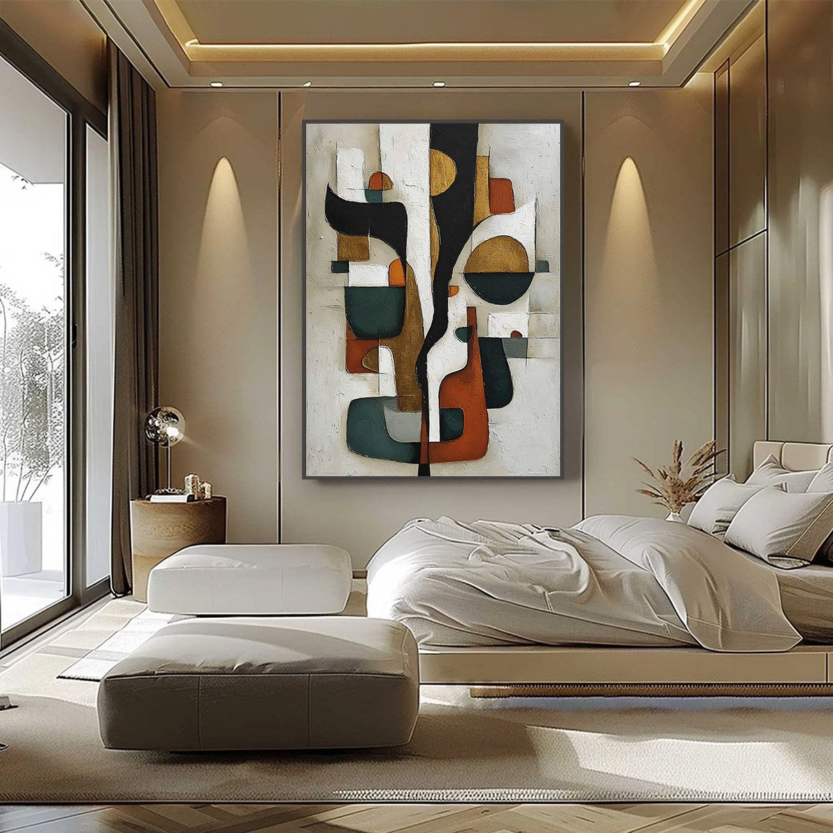 TERRA FORMA: Textured Geometric Abstract Oil Painting for Modern Decor - Image 2