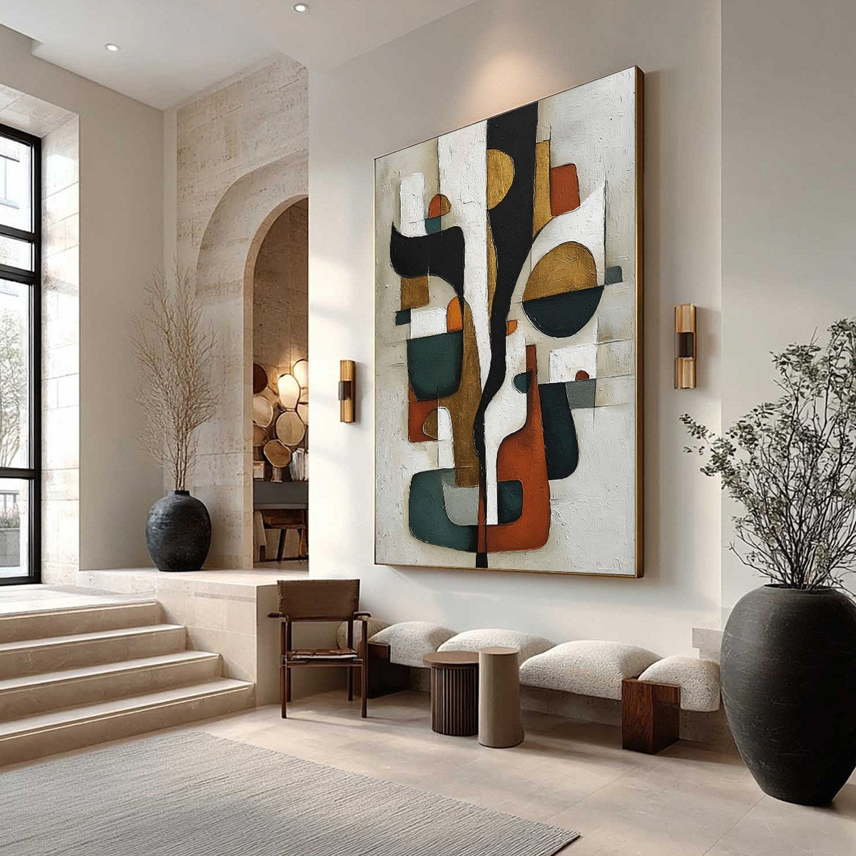 TERRA FORMA: Textured Geometric Abstract Oil Painting for Modern Decor - Image 7