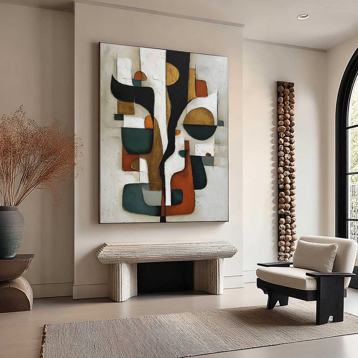 TERRA FORMA: Textured Geometric Abstract Oil Painting for Modern Decor - Image 8