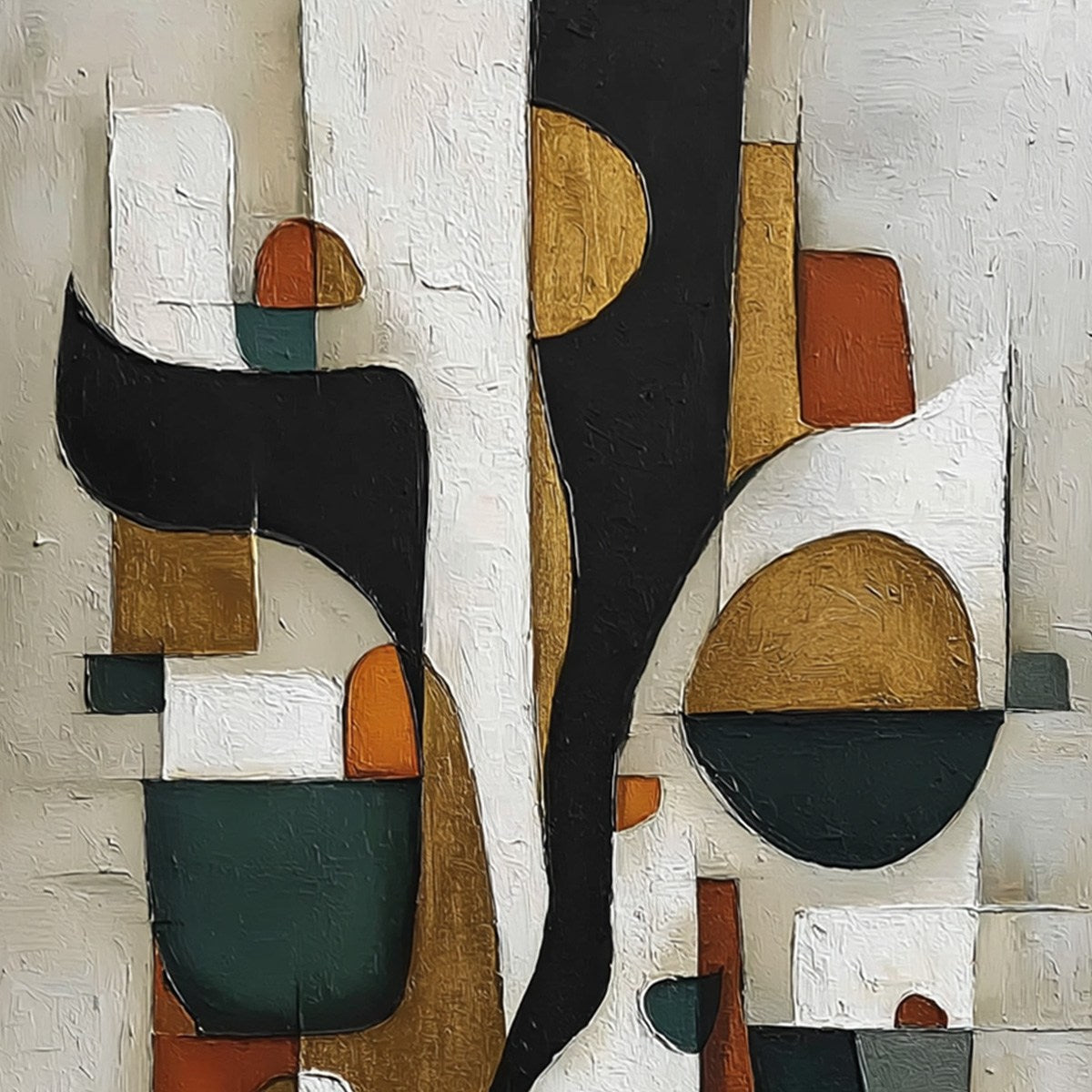 TERRA FORMA: Textured Geometric Abstract Oil Painting for Modern Decor - Image 3