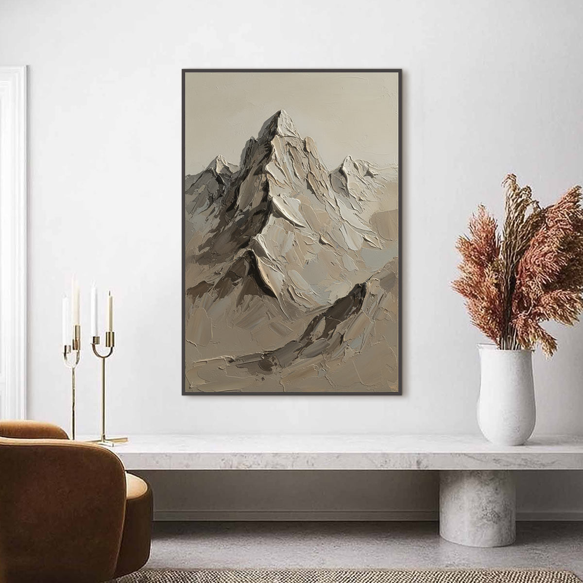 TERRA PEAK: Textured Wabi Sabi Mountain Impasto Wall Art - Image 2