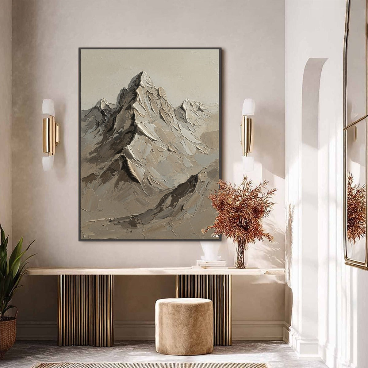 TERRA PEAK: Textured Wabi Sabi Mountain Impasto Wall Art - Image 4