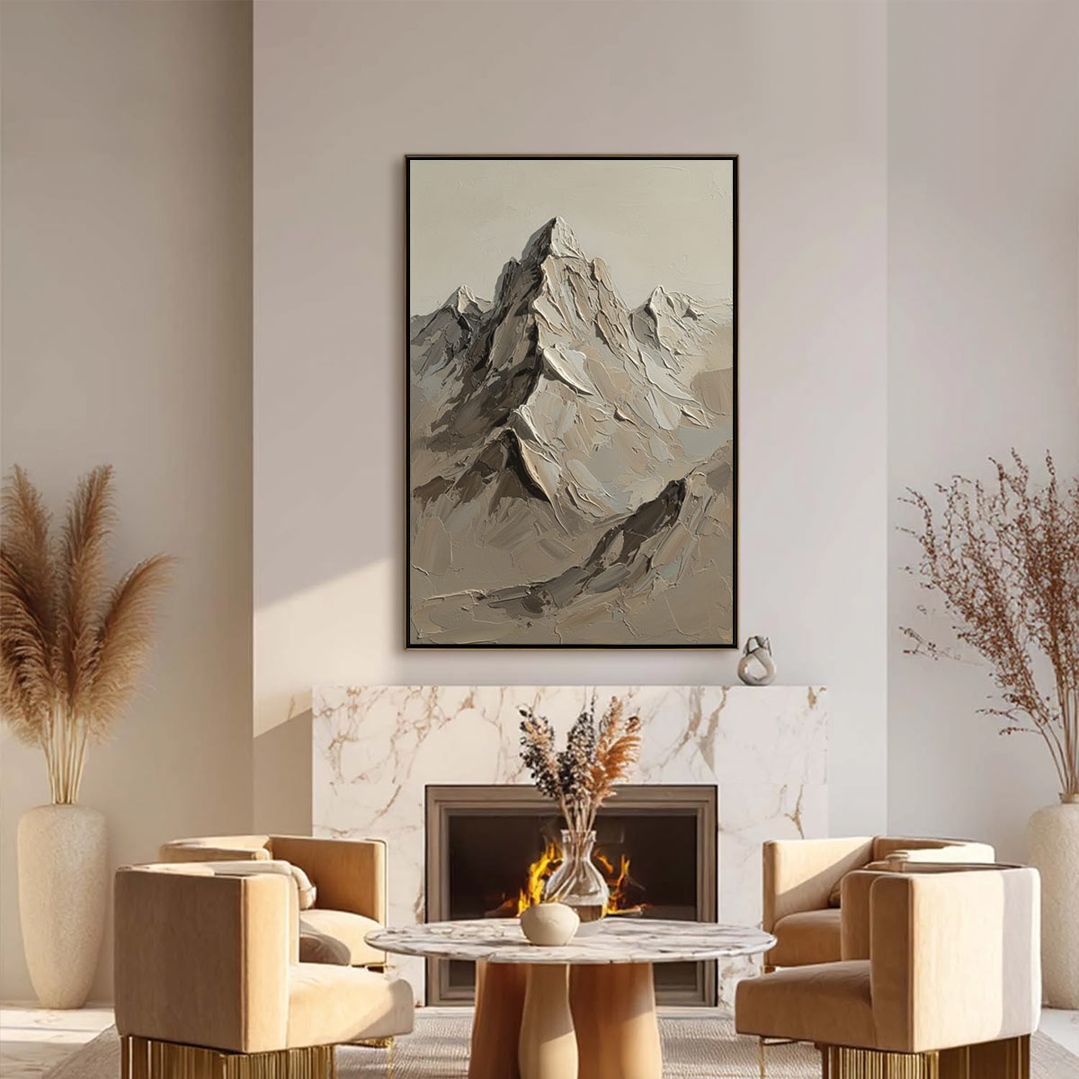 TERRA PEAK: Textured Wabi Sabi Mountain Impasto Wall Art - Image 6