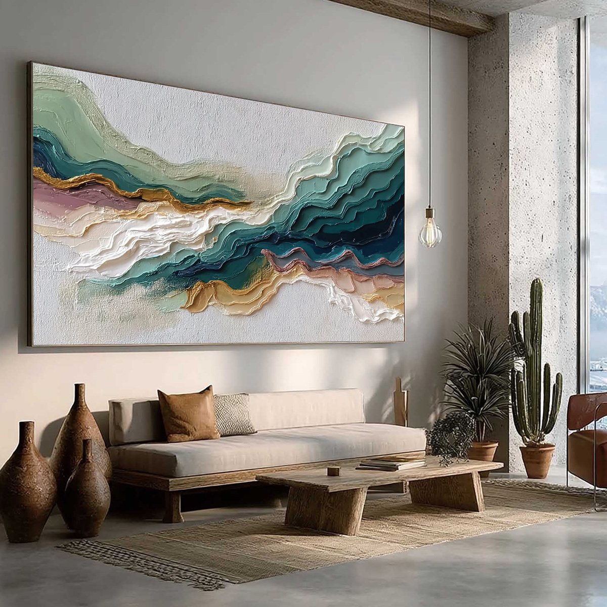 TERRA RHYTHM: Heavily Textured Abstract Landscape Painting - Image 8