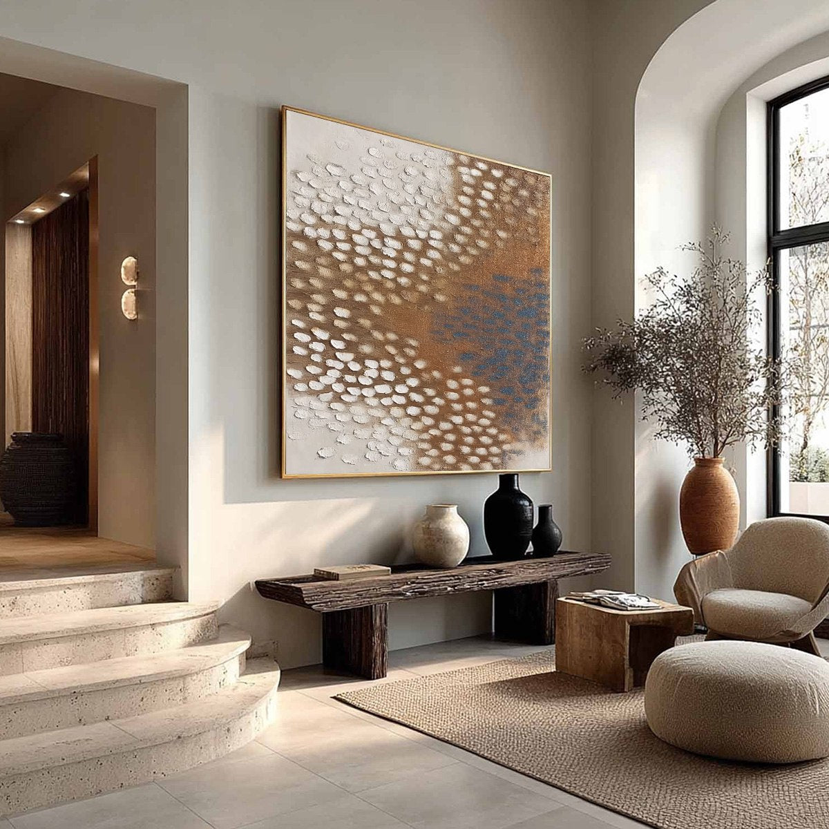 TERRA RHYTHM: Heavily Textured Wabi Sabi Abstract Painting - Image 8