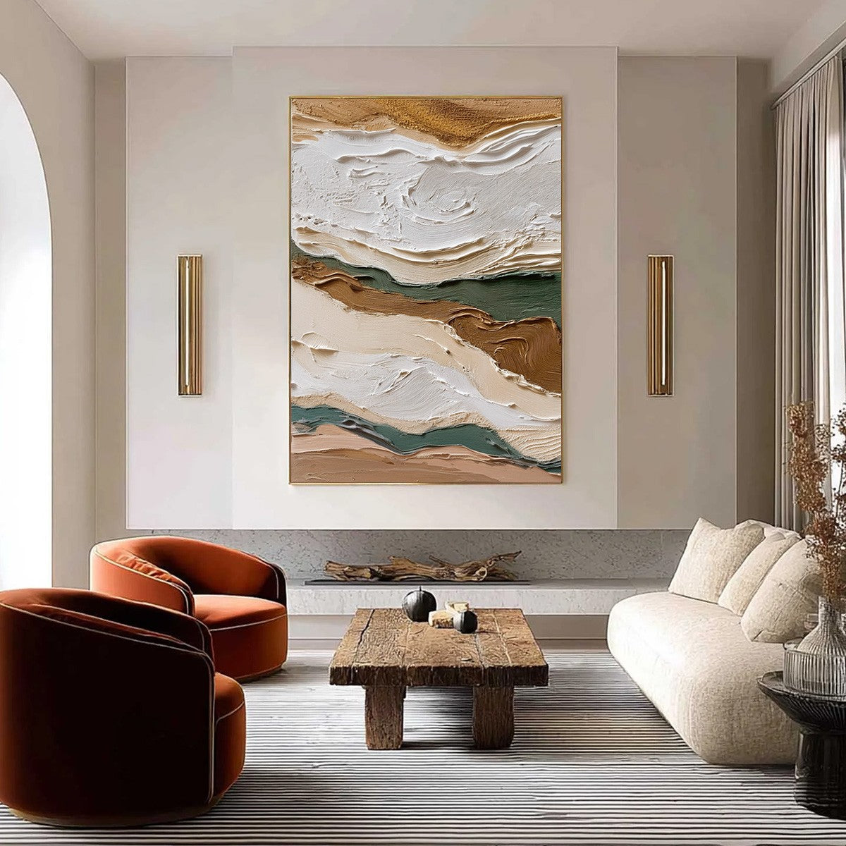 TERRA VEINS: Textured Wabi Sabi Abstract Earth Landscape Painting - Image 2